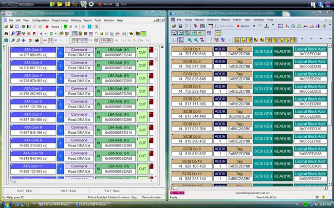 Synchronized time stamps make it easy to find the precise point where events from one bus cross over an adjacent protocol bridge.
