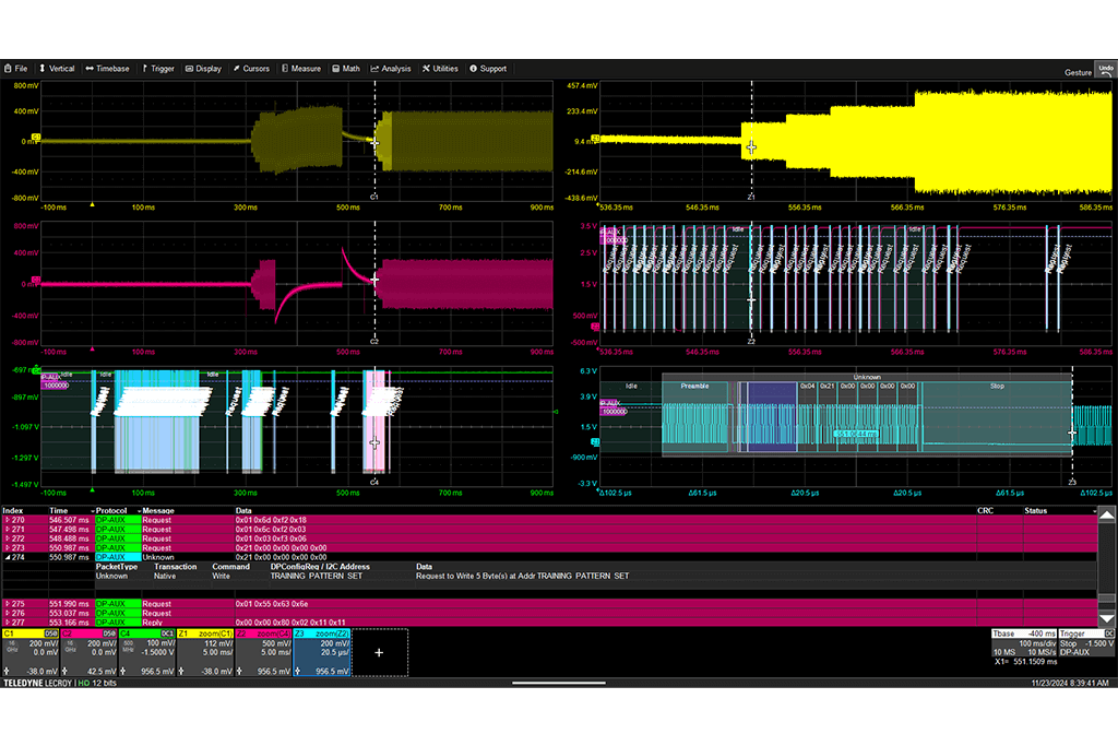 DisplayPort 2.1 AUX training sequence